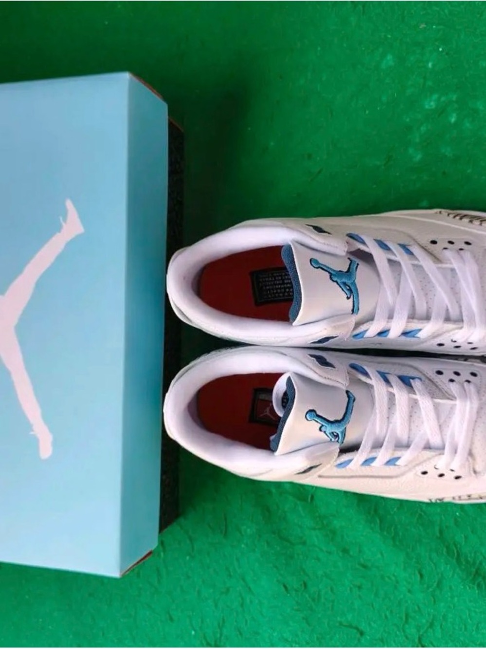 Jordan Men’s White Sneakers with Light Blue Accents